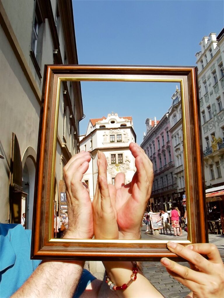 Photo paintings in Prague city centre