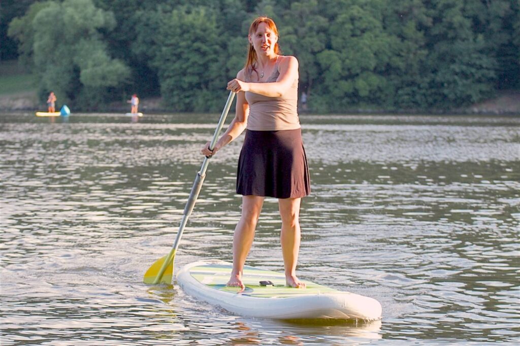 Paddle boarding during team building, Czech Republic