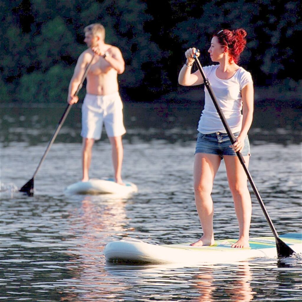 Paddle boarding during team building, Czech Republic