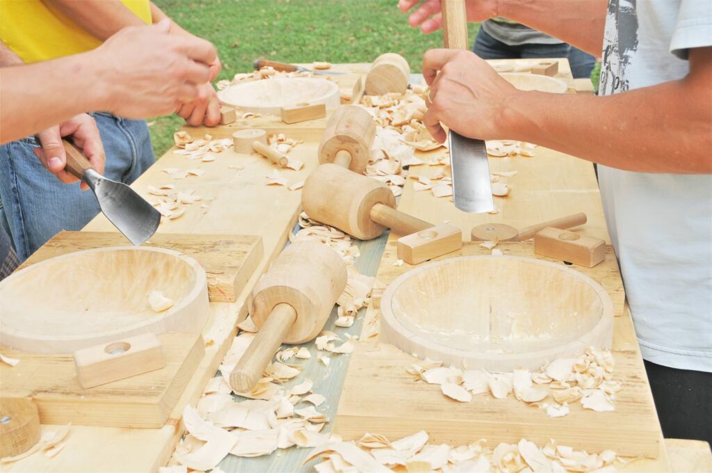 Team wood carving