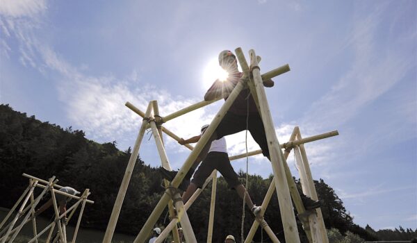 Checking the knots - bridge construction team building