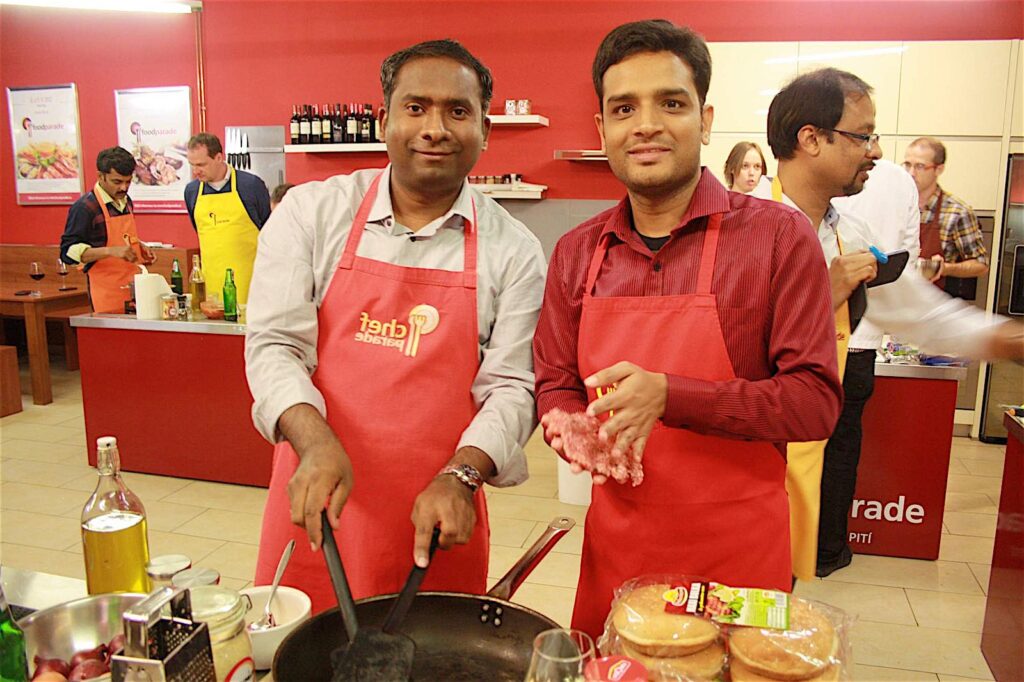 Clients during a cooking class of Czech cuisine