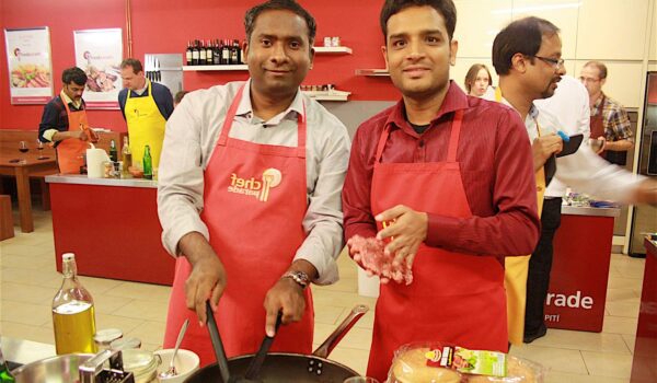 Clients during a cooking class of Czech cuisine